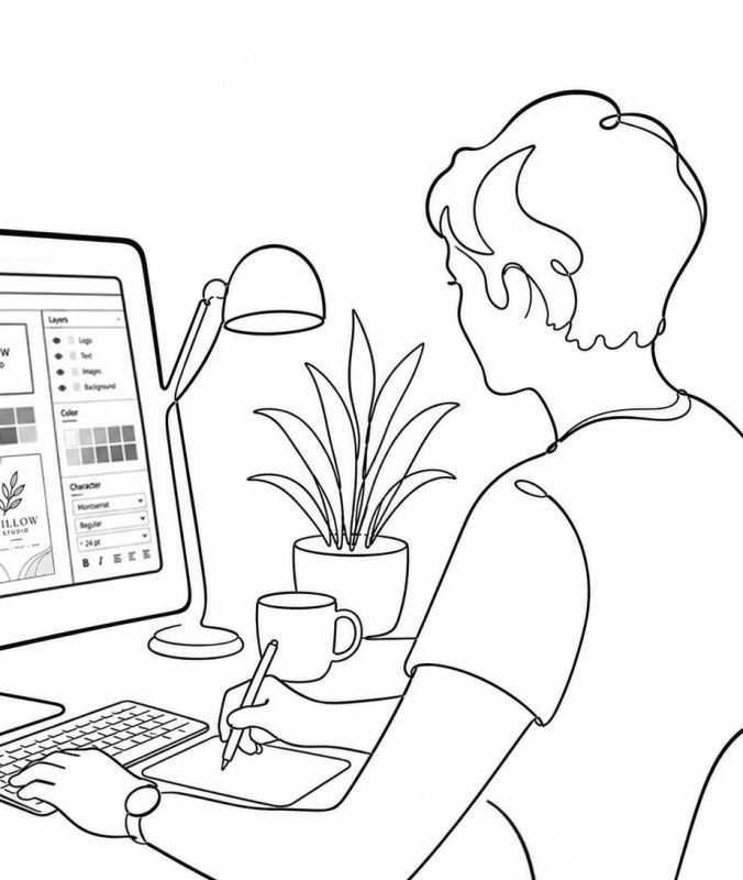Illustration-Working-At-Desk Illustration-Working-At-Desk
